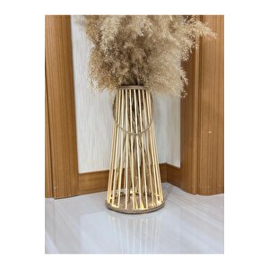 Bambu Uzun Ledli Işıklı Dekoratif Vazo 38 Cm