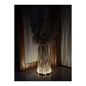 Bambu Uzun Ledli Işıklı Dekoratif Vazo 38 Cm