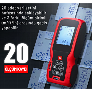 Texta Mtr80 Lazerli Mesafe Ölçer 80 Metre Ölçüm Mesafesi