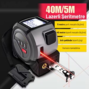 Tp40 Lazer Mesafe Ölçerli Şerit Metre | 40m + 5m