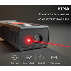 Texta Mtr60 Klipsli Lazerli Mesafe Ölçer 60 Metre