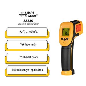 Smart Sensor As530 Lazerli Sıcaklık Ölçer 550°c