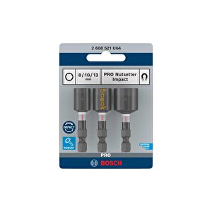 Bosch Pro Impact 8-10-13 Mm 3'lü Manyetik Çatı Lokması 2608521u64