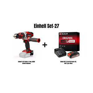 Set-27(einhell Te-cd 18/48 Li-i Solo, Akülü Darbeli Vidalama+einhell 18v 2,5 Ah Pxc Starter Kit, Akü & Şarj Cihazı)