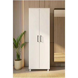 Portmanto Parlak Beyaz Ayakkabılık Vestiyer 2 Kapaklı Beyaz