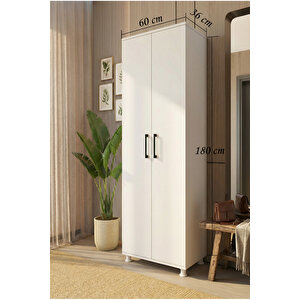 Portmanto Parlak Beyaz Ayakkabılık Vestiyer 2 Kapaklı