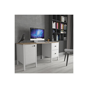 Hunerika Pareo 2 Çekmece 1 Kapak Çalışma Masası - Wood Beyaz/legnano