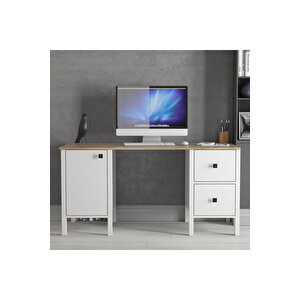 Hunerika Pareo 2 Çekmece 1 Kapak Çalışma Masası - Wood Beyaz/legnano