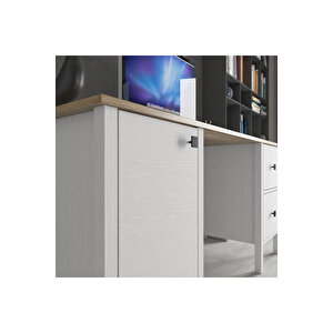 Hunerika Pareo 2 Çekmece 1 Kapak Çalışma Masası - Wood Beyaz/legnano