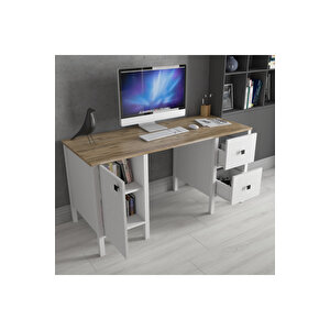 Hunerika Pareo 2 Çekmece 1 Kapak Çalışma Masası - Wood Beyaz/legnano