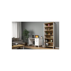 Hunerika Helen Set 28 Çalışma Masası-kitaplık Takımı -wood Beyaz-minifiks Bağlantılı