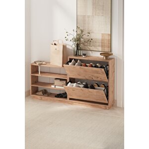 Düşer Kapak Ayakkabılık 2 Kapaklı 5 Bölmeli Kayar Raflı Ayakkabılık Serap Çam