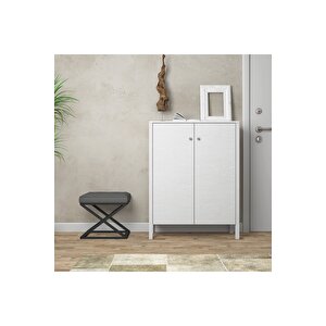 Sakura Artemis  2 Kapaklı Raflı Ayakkabılık-wood Beyaz-minifiks Bağlantılı