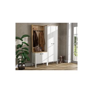 Hunerika Helen Set-11 Ayakkabılık-portmanto Takımı-wood Beyaz-minifiks Bağlantılı