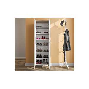 Hunerika Helen Set-11 Ayakkabılık-portmanto Takımı-wood Beyaz-minifiks Bağlantılı