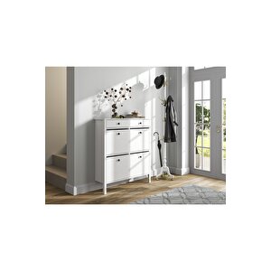 Hunerika Melora 4 Kapaklı 2 Çekmeceli Ayakkabılık -wood Beyaz-minifiks Bağlantılı