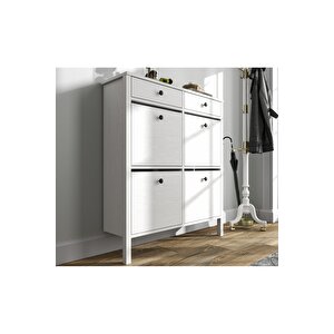 Hunerika Melora 4 Kapaklı 2 Çekmeceli Ayakkabılık -wood Beyaz-minifiks Bağlantılı