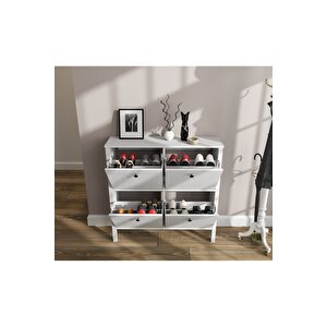 Hunerika Limma 4 Kapaklı Ayakkabılık -wood Beyaz-minifiks Bağlantılı