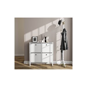 Hunerika Limma 4 Kapaklı Ayakkabılık -wood Beyaz-minifiks Bağlantılı