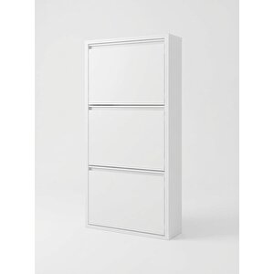 Ferrum Metal Düşer Kapak Raflı Ayakkabılık 3 Bölmeli Krem Ayakkabı Dolabı