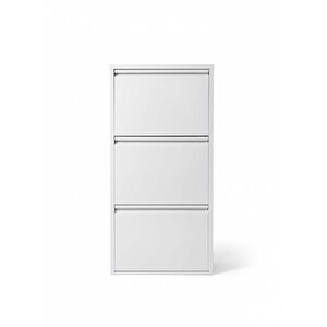 Ferrum Metal Düşer Kapak Raflı Ayakkabılık 3 Bölmeli Krem Ayakkabı Dolabı