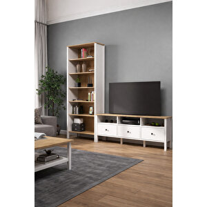 Hunerika Helen Set 6 Tv Ünitesi-kitaplık Takımı -wood Beyaz-minifiks Bağlantılı