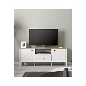 Hunerika Malva 2 Kapaklı1 Çekmeceli Tv Ünitesi-wood Beyaz-minifiks Bağlantılı