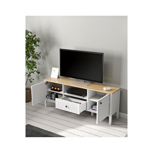 Hunerika Malva 2 Kapaklı1 Çekmeceli Tv Ünitesi-wood Beyaz-minifiks Bağlantılı