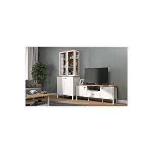 Hunerika Helen Set 7 Tv Ünitesi-kitaplık Takımı -wood Beyaz-minifiks Bağlantılı