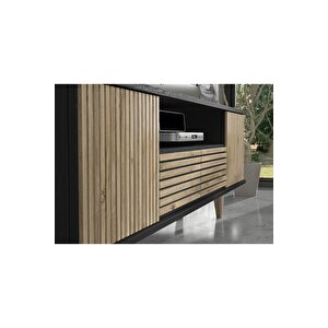 Hunerika Sova Zebra Kapak Premium Tv Ünitesi - Minifiks - Beyaz