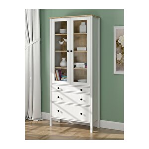 Hunerika Helen Set 1 Vitrin-tv Ünitesi-kitaplık Takım -wood Beyaz-minifiks Bağlantılı