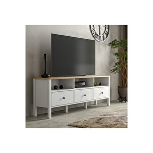 Hunerika Helen Set 1 Vitrin-tv Ünitesi-kitaplık Takım -wood Beyaz-minifiks Bağlantılı