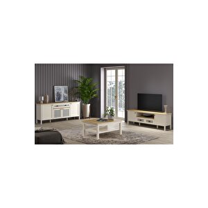 Mi̇sto Set 5 Konsol -orta Sehpa-tv Ünitesi-krem/legnano-minifiks Bağlantılı