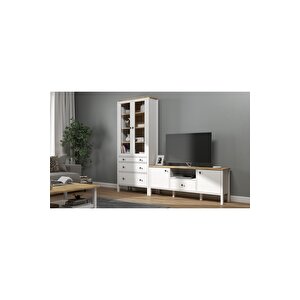 Hunerika Helen Set 8 Tv Ünitesi-kitaplık Takımı -wood Beyaz-minifiks Bağlantılı