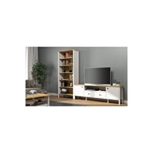 Hunerika Helen Set 10 Tv Ünitesi-kitaplık Takımı -wood Beyaz-minifiks Bağlantılı