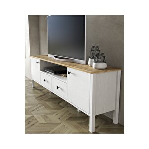 Hunerika Elaren 2 Kapak 2 Çekmeceli Tv Ünitesi -wood Beyaz-minifiks Bağlantılı