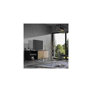 Hunerika Toledo Zebra Kapak Premium Tv Ünitesi - Minifiks -wood Siyah / Atlantik Çam