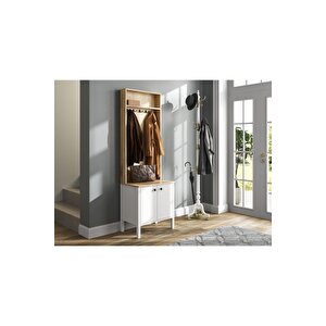 Hunerika Minoa Portmanto -wood Beyaz-minifiks Bağlantılı