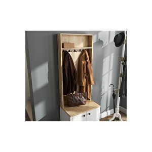 Hunerika Minoa Portmanto -wood Beyaz-minifiks Bağlantılı