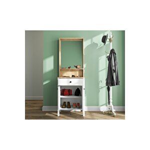 Hunerika Dioya Portmanto -wood Beyaz-minifiks Bağlantılı