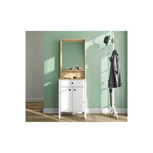 Hunerika Dioya Portmanto -wood Beyaz-minifiks Bağlantılı