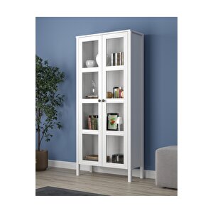 Sakura Romy Cam Kapaklı Çok Amaçlı Dolap/kitaplık/vitrin-wood Beyaz-minifiks Bağlantılıa