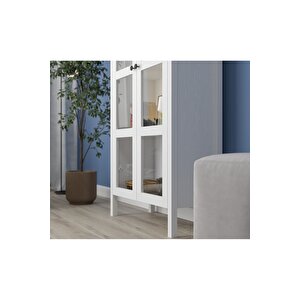 Sakura Romy Cam Kapaklı Çok Amaçlı Dolap/kitaplık/vitrin-wood Beyaz-minifiks Bağlantılıa