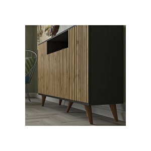 Hunerika Segovia Zebra Kapak 4 Kapaklı 1 Bölmeli Premium Konsol- Minifiks - Siyah/atlantik Çam