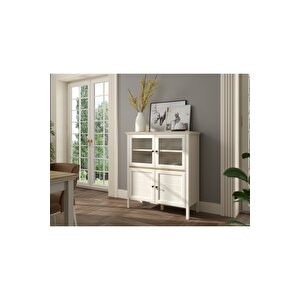 Hunerika Feyra Premium 2 Cam Kapaklı 2 Panjur Kapaklı Büfe/vitrin -legnano/krem Minifiks Bağlantılı