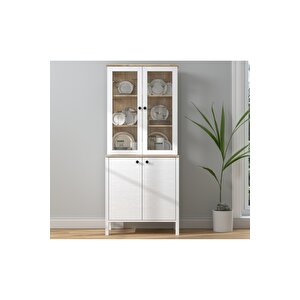 Hunerika Darel Cam Kapaklı Vitrin/büfe - Wood Beyaz/legnano