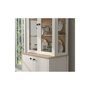 Hunerika Darel Cam Kapaklı Vitrin/büfe - Wood Beyaz/legnano