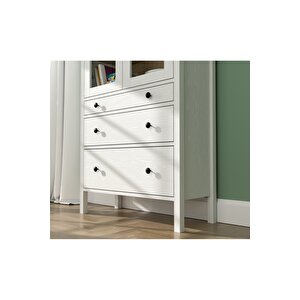 Hunerika Elva Cam Kapaklı Büfe -wood Beyaz-minifiks Bağlantılı