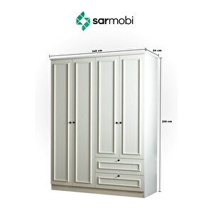 Mira 4 Kapaklı 2 Çekmeceli Dolap H:210 Cm