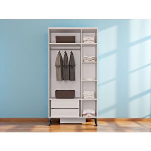 Mary 3 Kapaklı Çekmeceli Mdf Membran Dolap Reflekte Cam Gardırop Kumtaşı Montaj Dahil